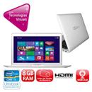 Ultrabook Qbex UX622 com Intel® Core™ i3-3217U, 8GB, 32GB SSD, 500GB, Leitor de Cartões, HDMI, Wireless, Webcam, LED 14" e Windows 8