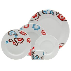 Aparelho de Jantar e Chá Portofino Búzios Porcelana - 20 Peças