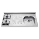 Pia c/ Cooktop a Gás 2 Bocas Tramontina Cuba a Direita 93712/103 - 120x55 cm - Inox