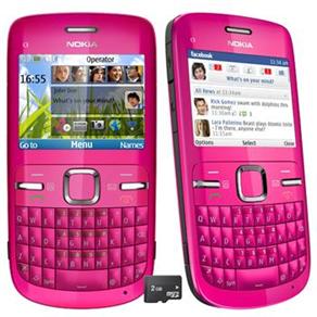 Celular Desbloqueado Nokia C3 Rosa c / C&acirc;mera 2MP, QWERTY, Wi - Fi, MP3, FM, Bluetooth, Fone de Ouvido e Cart&atilde;o 2GB - cod: 238373