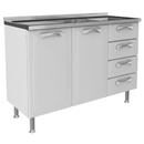 Gabinete Itatiaia Premium Branco c/ 2 Portas, 4 Gavetas c/ Pia Inox