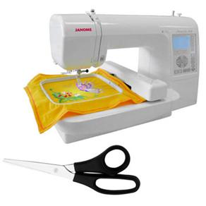 Máquina de Bordar Janome c/ 1 Agulha - MC200E + Tesoura Multiuso 7" Tramontina
