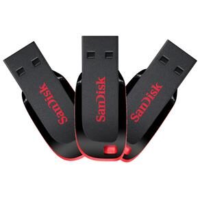 Pendrive Sandisk Cruzer Blade 8GB - Pack com 3 Unidades