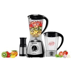 Liquidificador Mondial Premium Due Silver L - 52 c / Filtro e 2 Copos Preto / Prata - 500W - cod: 410909