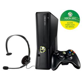 Console Microsoft Xbox 360 Preto Fosco c / 250GB de Mem&oacute;ria + Controle s / Fio e Headset - cod: 437970