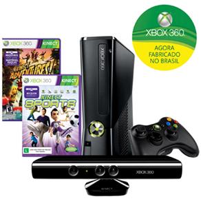 Console Microsoft Xbox 360 c / 4GB de Mem&oacute;ria + Kinect + Game Kinect Sports + Game Kinect Adventures - X360 - cod: 1000029900