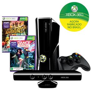 Console Microsoft Xbox 360 c/ 250GB de Memória + Kinect + Game Kinect Dance Central + Game Kinect Adventures - X360 - 1000029907