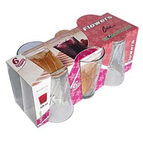 Conjunto de Copos Crisa Flowers 420ml - 6 Pe&ccedil;as - cod: 452810