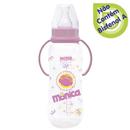 Mamadeira Neopan Turma da Mônica c/ Bico de Silicone, Alças e Tampa Protetora Rosa - 250 ml