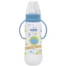 Mamadeira Neopan Turma da Mônica c/ Bico de Silicone, Alças e Tampa Protetora Azul - 250 ml
