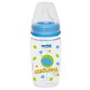 Mamadeira Neopan Turma da Mônica c/ Bico de Silicone e Tampa Protetora Azul - 300 ml