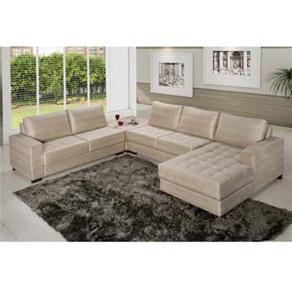 Sof&aacute; 4 Lugares American Comfort Am&eacute;rica em Suede com Chaise 5847 - Bege - cod: 433451
