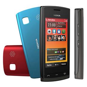 Celular Desbloqueado Nokia 500 Preto com C&acirc;mera 5MP, Touch Screen, R&aacute;dio FM, MP3, 3G, Wi - Fi, GPS, Bluetooth, Processador de 1GHz e Cart&atilde;o 2GB - cod: 828782