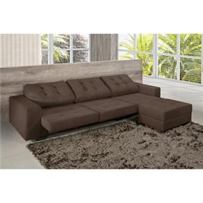 Sof&aacute; 3 Lugares Retr&aacute;til American Comfort Canad&aacute; + Puff - Marrom - cod: 433459