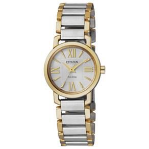 Rel&oacute;gio Feminino Anal&oacute;gico Citizen Ladies Eco - Driver EP5884 - 57A - Prata / Dourado - cod: 849612