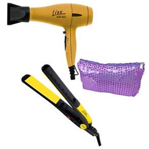 Secador Super Ionic 2.000 W CH0003 c / Emiss&atilde;o de &Iacute;ons - 110V Lizz + Prancha Lizz Passione AT4000 + Mini - necessaire com Lantejoula EI - 3000 Lizz - cod: 1000035775