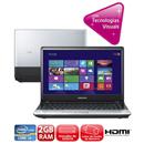 Notebook Samsung 300E4C-AD2 com Intel® Core i3-2328M, 2GB, 320GB, Gravador de DVD, Leitor de Cartões, HDMI, Bluetooth 4.0, Webcam, LED 14” e Windows 8