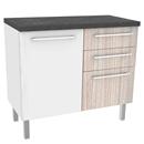 Balcão Colormaq Euro Kitchen com 1 Porta e 3 Gavetas - Branco/Marfim