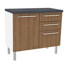 Balcão Colormaq Euro Kitchen com 1 Porta e 3 Gavetas - Carvalho