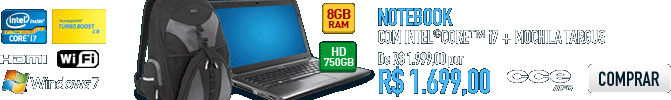 Notebook com Intel Core i7 + Mochila Targus - COMPRE AGORA!
