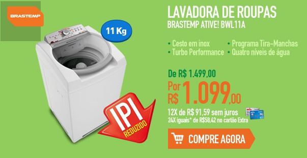 Lavadora de Roupas Brastemp Ative! BWL11A