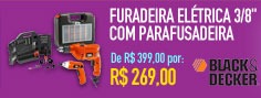 Furadeira Elétrica 3/8" com Parafusadeira à Bateria + Maleta Plástica + Jogo de Brocas/Pontas Black&Decker