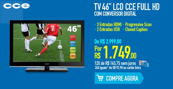 TV 46" LCD CCE Full HD com Conversor Digital