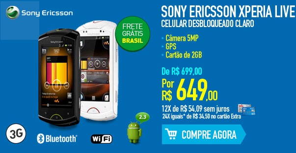 Sony Ericsson Xperia Live Celular Desbloqueado Claro