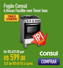 Fogão Consul 4 Bocas Facilite com Timer Inox