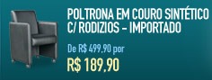 Poltrona Square em Couro Sintético com Rodizios - Importado