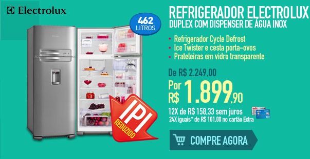 Refrigerador Electrolux Duplex com Dispenser de Água Inox