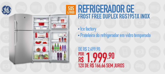 Refrigerador GE Frost Free Duplex RGS1951X Inox 