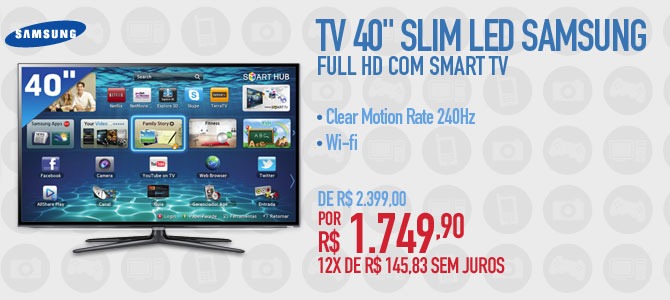 TV 40 Slim LED Samsung Full HD com Smart TV
