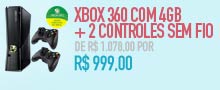 XBOX 360 com 4GB + 2 Controles sem Fio