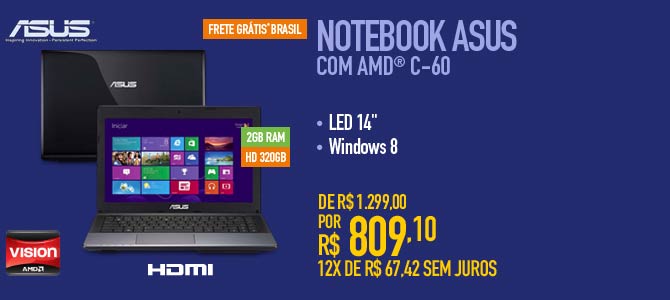 Notebook Asus com AMD® C-60
