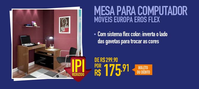 Mesa para Computador Móveis Europa Eros Flex