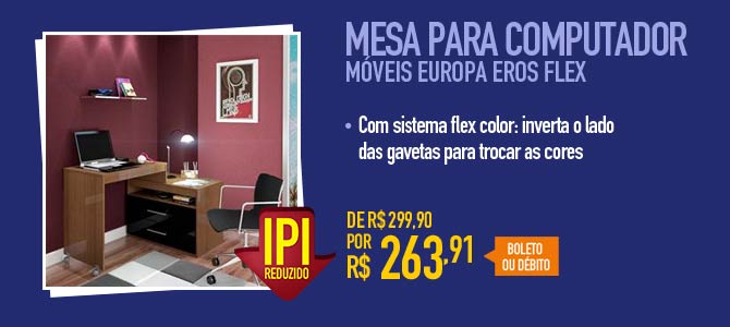 Mesa para Computador Móveis Europa Eros Flex