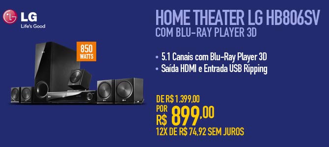Home Theater LG HB806SV com Blu-Ray Player 3D