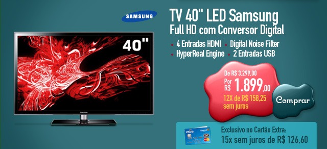 TV 40'' LED Samsung Full HD com Conversor Digital