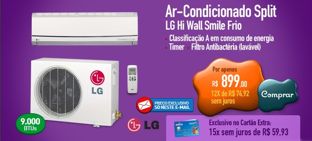 Ar-Condicionado Split LG Hi Wall Smile Frio