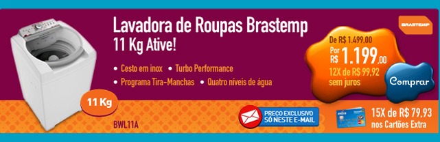 Lavadora de Roupas Brastemp 11 Kg Ative! BWL11A