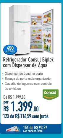 Refrigerador Consul Biplex com Dispenser de Água