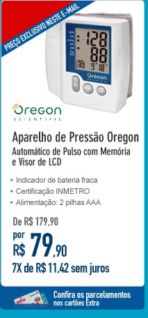 Aparelho de Pressão Oregon Automático de Pulso com Memória e Visor de LCD