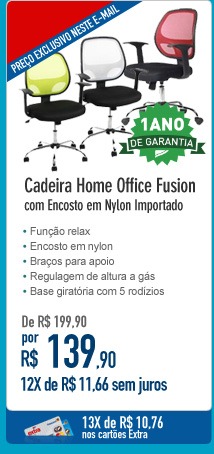 Cadeira Home Office Fusion com Encosto em Nylon Importado