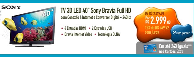 TV 3D LED 40'' Sony Bravia KDL-40EX725 Full HD