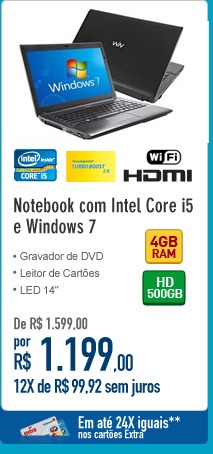 Notebook com Intel Core i5
