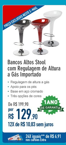 Bancos Altos Stool com Regulagem de Altura a Gás Importado