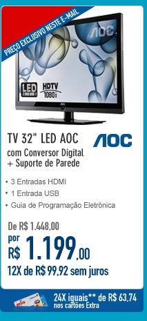 TV 32'' LED AOC com Conversor Digital