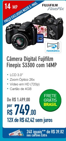 Câmera Digital Fujifilm Finepix S3300 com 14MP