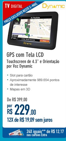 GPS com Tela LCD Touchscreen de 4.3